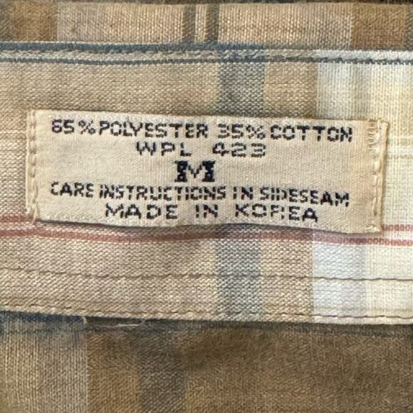 Vintage Size Medium Levi's Levi Strauss & Co Pearl Snap Brown Plaid Shirt Korea - Picture 9 of 9